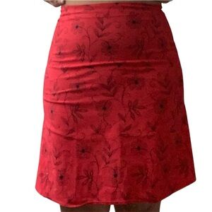 Spring Street Red Floral A-Line Skirt